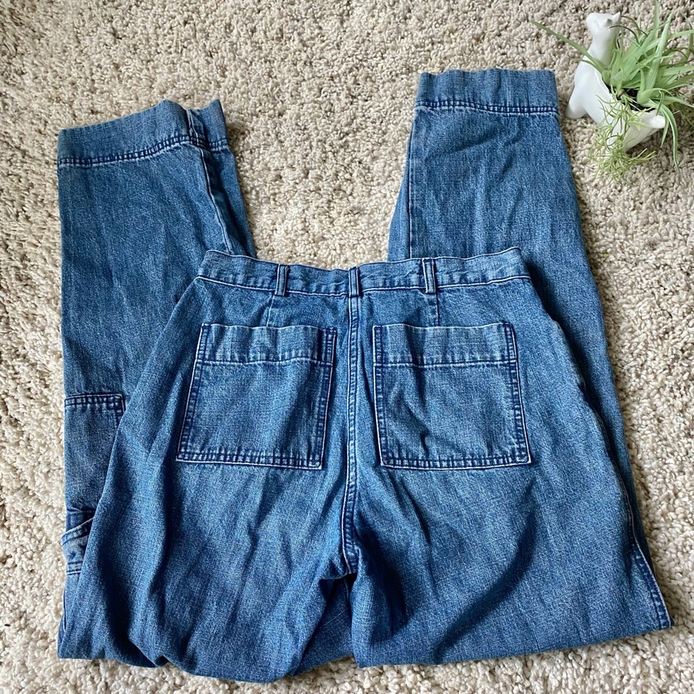 Vintage style safari like pocketed dark blue denim mom jeans Christopher…